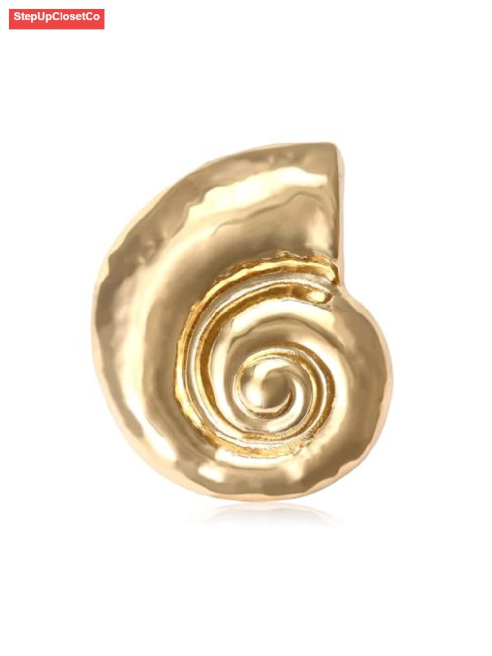 Gold Chunky Conch Shell Lapel Brooch Pin Boho Coastal Sea Shell Jewelry